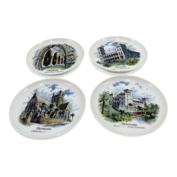 KAISER BERMUDA Souvenir Small Plates Set of 4 Scenic Landmarks 4.5" Vintage - Picture 2 of 11
